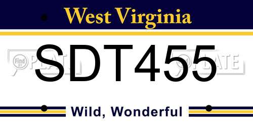 SDT455 West Virginia License Plate