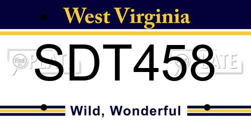 SDT458 West Virginia License Plate