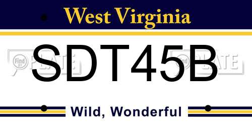 SDT45B West Virginia License Plate