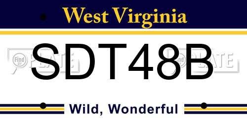 SDT48B West Virginia License Plate