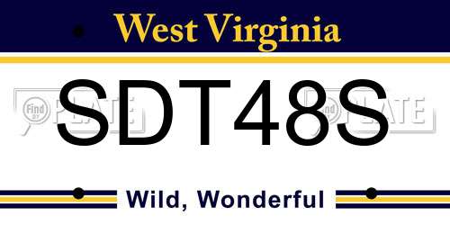 SDT48S West Virginia License Plate