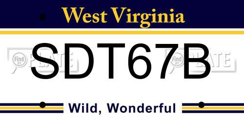 SDT67B West Virginia License Plate