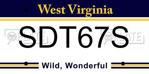 SDT67S West Virginia License Plate