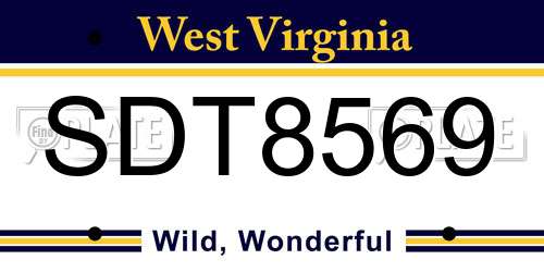 SDT8569 West Virginia License Plate