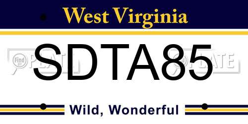 SDTA85 West Virginia License Plate
