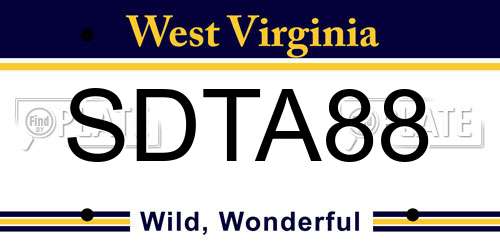 SDTA88 West Virginia License Plate