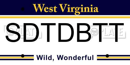 SDTDBTT West Virginia License Plate