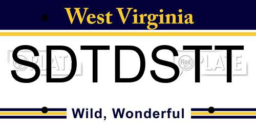 SDTDSTT West Virginia License Plate