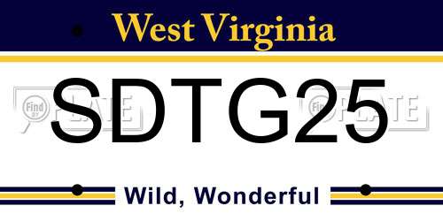 SDTG25 West Virginia License Plate
