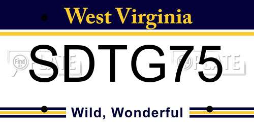 SDTG75 West Virginia License Plate