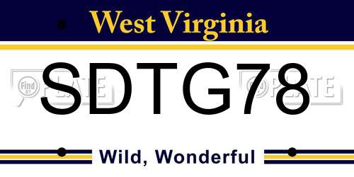 SDTG78 West Virginia License Plate