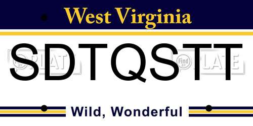 SDTQSTT West Virginia License Plate