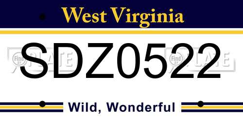 SDZ0522 West Virginia License Plate