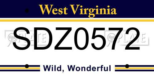 SDZ0572 West Virginia License Plate