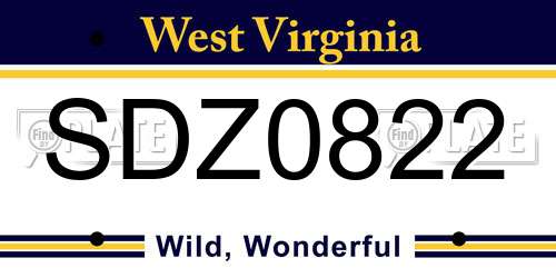 SDZ0822 West Virginia License Plate