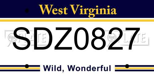SDZ0827 West Virginia License Plate
