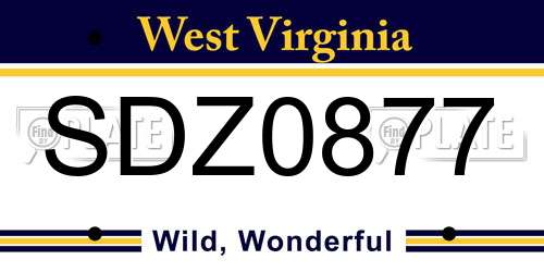 SDZ0877 West Virginia License Plate