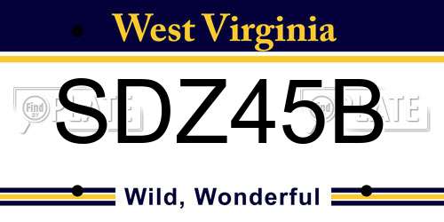 SDZ45B West Virginia License Plate