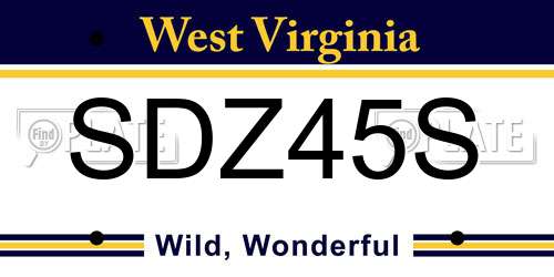 SDZ45S West Virginia License Plate