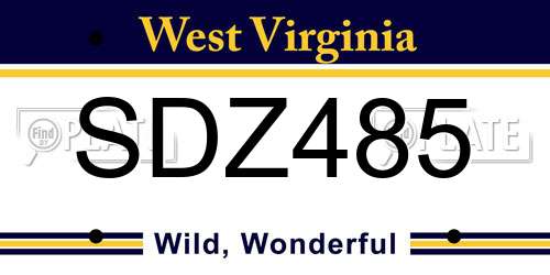 SDZ485 West Virginia License Plate
