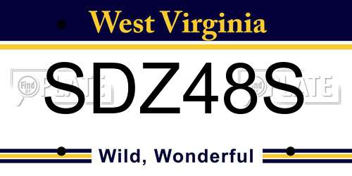 SDZ48S West Virginia License Plate