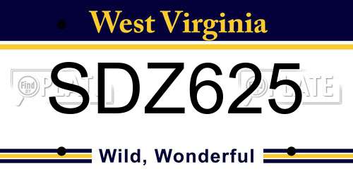 SDZ625 West Virginia License Plate