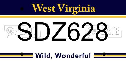 SDZ628 West Virginia License Plate