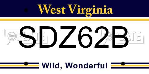 SDZ62B West Virginia License Plate