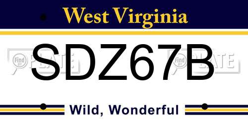 SDZ67B West Virginia License Plate