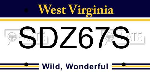 SDZ67S West Virginia License Plate