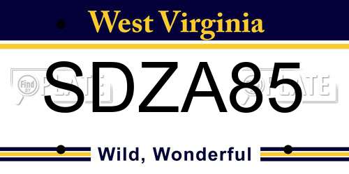 SDZA85 West Virginia License Plate