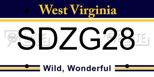 SDZG28 West Virginia License Plate