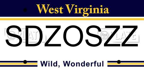 SDZOSZZ West Virginia License Plate
