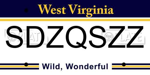 SDZQSZZ West Virginia License Plate