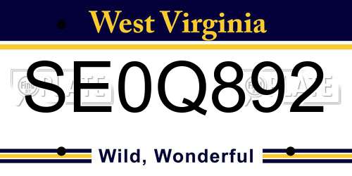 SE0Q892 West Virginia License Plate