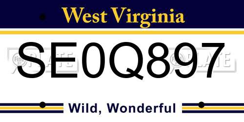 SE0Q897 West Virginia License Plate