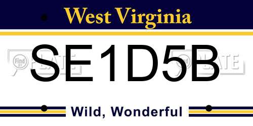 SE1D5B West Virginia License Plate