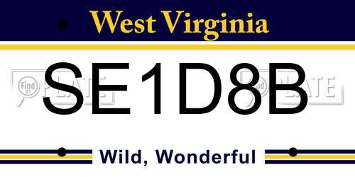 SE1D8B West Virginia License Plate