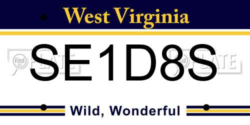SE1D8S West Virginia License Plate