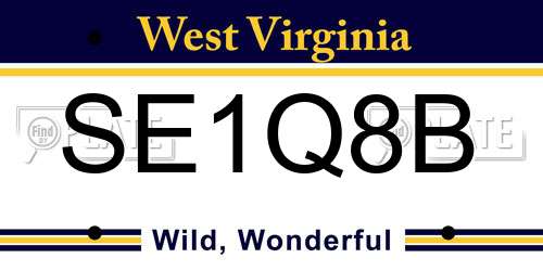 SE1Q8B West Virginia License Plate