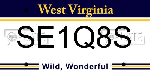 SE1Q8S West Virginia License Plate