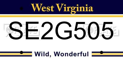 SE2G505 West Virginia License Plate
