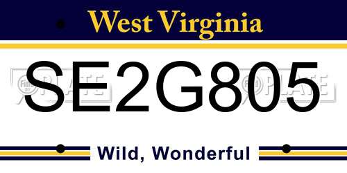 SE2G805 West Virginia License Plate