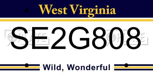 SE2G808 West Virginia License Plate