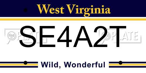 SE4A2T West Virginia License Plate