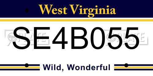 SE4B055 West Virginia License Plate