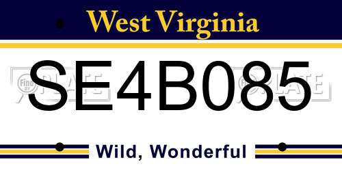 SE4B085 West Virginia License Plate