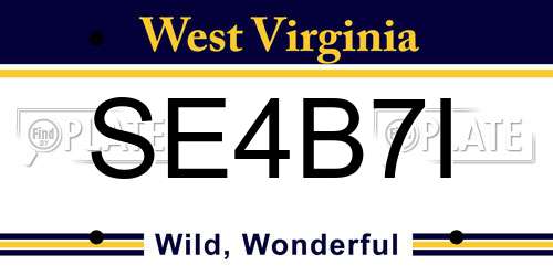 SE4B7I West Virginia License Plate