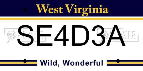 SE4D3A West Virginia License Plate