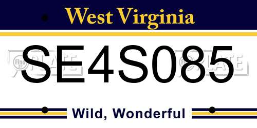 SE4S085 West Virginia License Plate